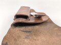 Pistolentasche braunes Leder. Keine Markierungen, Alter und Herkunft unbekannt, Höhe auf der Magazinseite gemessen 17cm