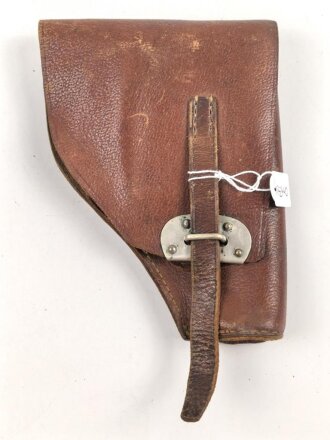 Pistolentasche braunes Leder. Keine Markierungen, Alter und Herkunft unbekannt, Höhe auf der Magazinseite gemessen 17cm
