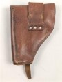 Pistolentasche braunes Leder. Keine Markierungen, Alter und Herkunft unbekannt, Höhe auf der Magazinseite gemessen 17cm