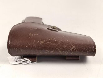 Pistolentasche braunes Leder. Keine Markierungen, Alter und Herkunft unbekannt, Höhe auf der Magazinseite gemessen 17cm