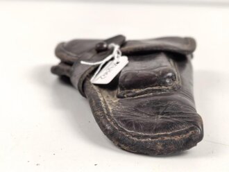 Pistolentasche braunes Leder. Keine Markierungen, Alter und Herkunft unbekannt, Höhe auf der Magazinseite gemessen 17cm