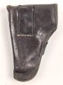 Pistolentasche braunes Leder. Keine Markierungen, Alter und Herkunft unbekannt, Höhe auf der Magazinseite gemessen 17cm