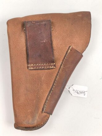 Pistolentasche Wehrmacht oder Polizei, braunes Leder,  Höhe an der Seite der Magazintsche gemessen 16,5cm