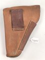 Pistolentasche Wehrmacht oder Polizei, braunes Leder,  Höhe an der Seite der Magazintsche gemessen 16,5cm