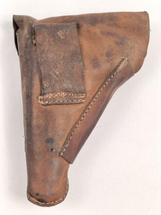 Pistolentasche Wehrmacht oder Polizei, braunes Leder,  Höhe an der Seite der Magazintsche gemessen 17,5cm