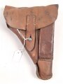 Pistolentasche Wehrmacht oder Polizei, braunes Leder,  Höhe an der Seite der Magazintsche gemessen 17,5cm