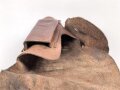 Pistolentasche Wehrmacht oder Polizei, braunes Leder,  Höhe an der Seite der Magazintsche gemessen 17,5cm