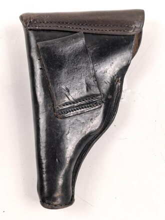 Pistolentasche Wehrmacht oder Polizei, geschwärtzes Leder, datiert 1940.  Höhe an der Seite der Magazintsche gemessen 18cm