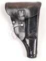 Pistolentasche Wehrmacht oder Polizei, geschwärtzes Leder, datiert 1940.  Höhe an der Seite der Magazintsche gemessen 18cm