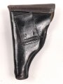 Pistolentasche Wehrmacht oder Polizei, geschwärtzes Leder, datiert 1940.  Höhe an der Seite der Magazintsche gemessen 18cm