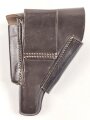 Pistolentasche Wehrmacht oder Polizei, braunes Leder,  Höhe an der Seite der Magazintasche gemessen 16cm