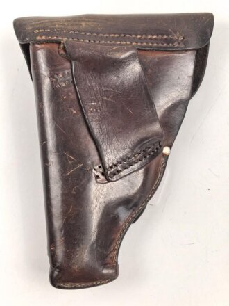 Pistolentasche Wehrmacht oder Polizei, braunes Leder,  Höhe an der Seite der Magazintasche gemessen 16cm, Polizeiabnahme und Hersteller von 1937