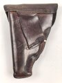 Pistolentasche Wehrmacht oder Polizei, braunes Leder,  Höhe an der Seite der Magazintasche gemessen 16cm, Polizeiabnahme und Hersteller von 1937