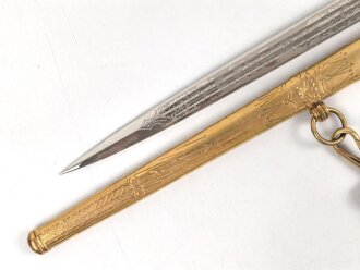 Kaiserliche Marine, Dolch für Offiziere mit Gehänge und Portepee. Neuzeitliche Fertigung von Clemen & Jung Solingen. Gebraucht, gut