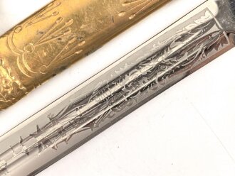 Kaiserliche Marine, Dolch für Offiziere mit Gehänge und Portepee. Neuzeitliche Fertigung von Clemen & Jung Solingen. Gebraucht, gut