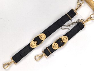Kaiserliche Marine, Dolch für Offiziere mit Gehänge und Portepee. Neuzeitliche Fertigung von Clemen & Jung Solingen. Gebraucht, gut