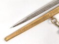 Kaiserliche Marine, Dolch für Offiziere mit Gehänge und Portepee. Neuzeitliche Fertigung von Clemen & Jung Solingen. Gebraucht, gut