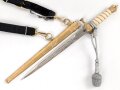 Kaiserliche Marine, Dolch für Offiziere mit Gehänge und Portepee. Neuzeitliche Fertigung von Clemen & Jung Solingen. Gebraucht, gut
