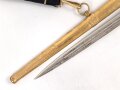 Kaiserliche Marine, Dolch für Offiziere mit Gehänge und Portepee. Neuzeitliche Fertigung von Clemen & Jung Solingen. Gebraucht, gut