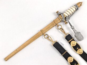 Kaiserliche Marine, Dolch für Offiziere mit Gehänge und Portepee. Neuzeitliche Fertigung von Hörster Solingen. Gebraucht, gut