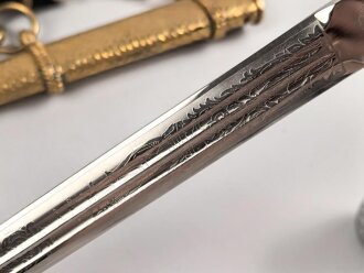 Kaiserliche Marine, Dolch für Offiziere mit Gehänge und Portepee. Neuzeitliche Fertigung von Hörster Solingen. Gebraucht, gut