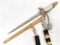 Kaiserliche Marine, Dolch für Offiziere mit Gehänge und Portepee. Neuzeitliche Fertigung von Hörster Solingen. Gebraucht, gut