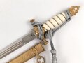 Kaiserliche Marine, Dolch für Offiziere mit Gehänge und Portepee. Neuzeitliche Fertigung von Hörster Solingen. Gebraucht, gut