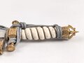 Kaiserliche Marine, Dolch für Offiziere mit Gehänge und Portepee. Neuzeitliche Fertigung von Hörster Solingen. Gebraucht, gut
