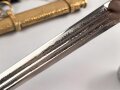 Kaiserliche Marine, Dolch für Offiziere mit Gehänge und Portepee. Neuzeitliche Fertigung von Hörster Solingen. Gebraucht, gut