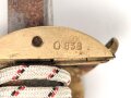 Kaiserliche Marine, Säbel  für Offiziere mit Peitschengehänge und Portepee. Neuzeitliche Fertigung . Gebraucht, Scheide leicht verzogen, die Arretierung oben greift nicht.