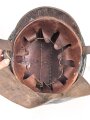 1.Weltkrieg, Schutzhelm für Angehörige der Fliegertruppe. Stark getragenes Stück, datiert 1916 oder 18.