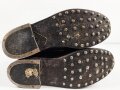 Paar Stiefel für Offiziere, aus der Nachkriegszeit. Ungereinigtes Paar aus Filmrequisite , Sohlenlänge knapp32cm