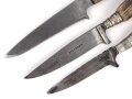 1. Weltkrieg, defekter Grabendolch, dazu vier jagdliche Messer