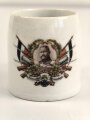 1.Weltkrieg, kleiner "Bierkrug" mit patriotischem Motiv, Höhe knapp 7cm