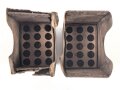 Kaiserreich und 1.Weltkrieg, 2 Stück Transportkasten aus Pappe für 3 Stück Laderahmen mit 5 Patronen für Gewehr 88. Datiert 1907 und 1908