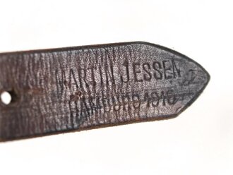 1.Weltkrieg Tornisterriemen, defektes Stück, datiert 1916