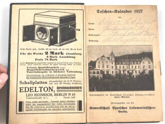 Gewerkschaft Deutscher Lokomotivführer, drei Taschenkalender von 1925, 1927 und 1929
