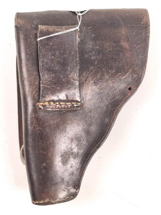 Pistolentasche braunes Leder. Keine Markierungen, Alter und Herkunft unbekannt, Höhe auf der Magazinseite gemessen 17,5cm