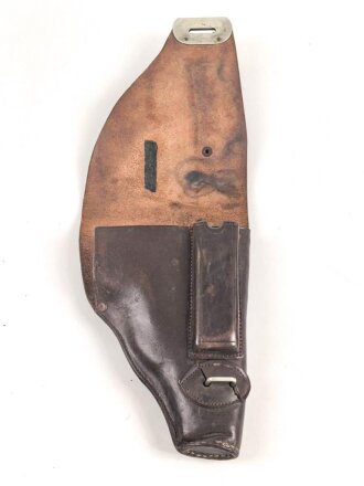 Pistolentasche braunes Leder. Keine Markierungen, Alter und Herkunft unbekannt, Höhe auf der Magazinseite gemessen 17,5cm