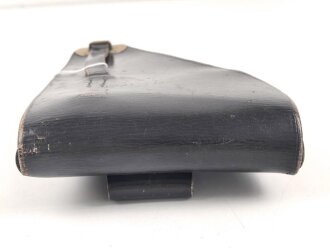 Pistolentasche schwarzes Leder. Keine Markierungen, Alter und Herkunft unbekannt, Höhe rechts gemessen 22cm