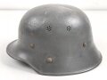 Stahlhelmglocke Technische Nothilfe / Rot Kreuz III.Reich. Nach dem Krieg weiterverwendet, mit "neuen" Nieten und Innenring versehen sowie lackierrt.
