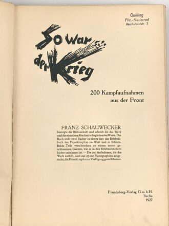 " So war der Krieg" 200 Kampfaufnahmen aus der...