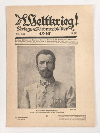 Weltkrieg, Kriegs Ruhmesblätter 1916 und 1917. Ungezählt