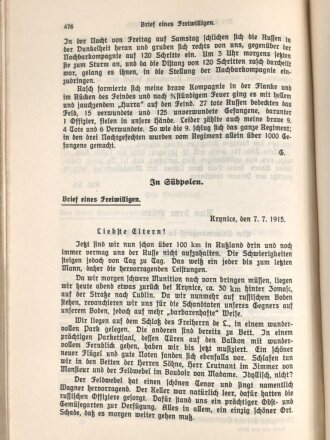 Briefe aus dem Felde 1914/1915. Für das deutsche Volk herausgegeben im Auftrage der Zentralstelle zur Sammlung von Feldpostbriefen. 798 Seiten, datiert 1916