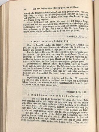 Briefe aus dem Felde 1914/1915. Für das deutsche Volk herausgegeben im Auftrage der Zentralstelle zur Sammlung von Feldpostbriefen. 798 Seiten, datiert 1916