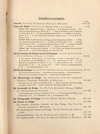 Deutsche Naturwissenschaft, Technik und Erfindung im Weltkriege. Leipzig 1919 mit 1007 Seiten