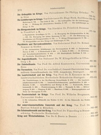 Deutsche Naturwissenschaft, Technik und Erfindung im Weltkriege. Leipzig 1919 mit 1007 Seiten