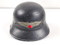 Stahlhelm Luftschutz, in allen Teilen original, das Innenfutter aus Ersatzmaterial. Eine Niete fehlt