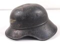 Stahlhelm Luftschutz, in allen Teilen original, das Emblem entnazifiziert, ungereinigt