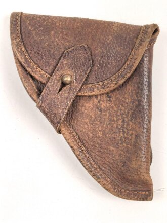 Pistolentasche braunes Leder. Keine Markierungen, Alter und Herkunft unbekannt, Höhe auf der Magazinseite gemessen 13cm
